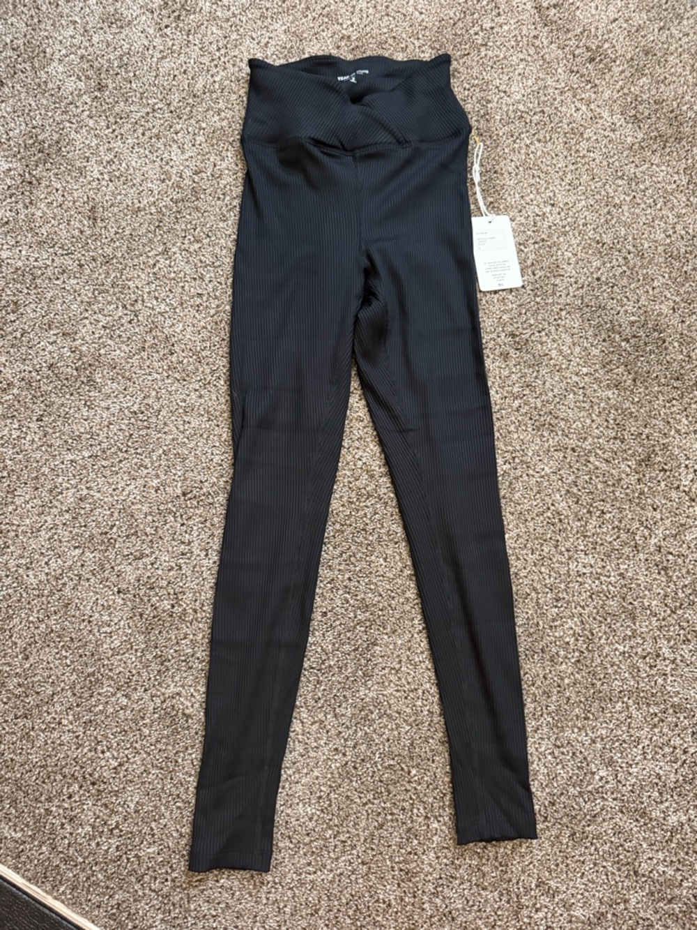 Year of Ours Black Ribbed High-Waist Leggings